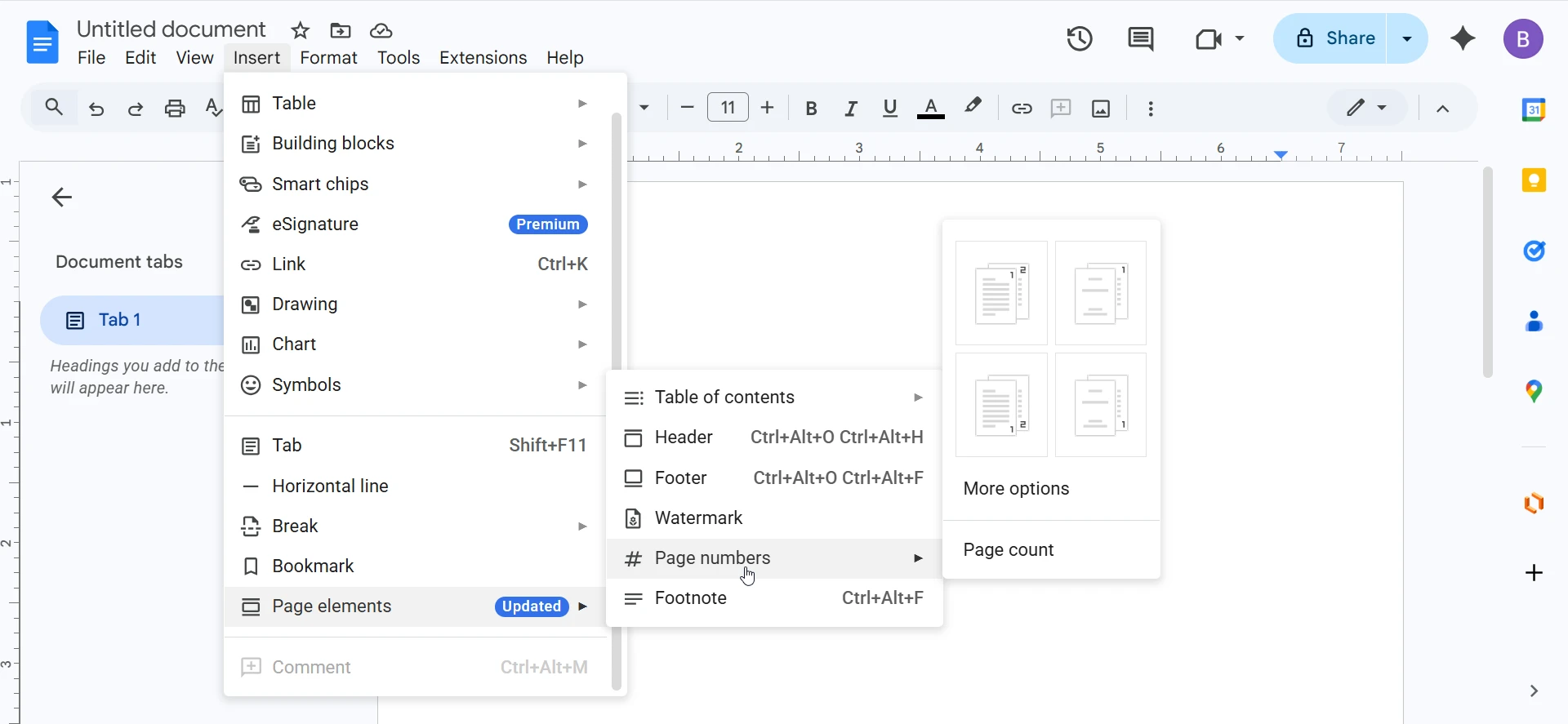 Insert page count