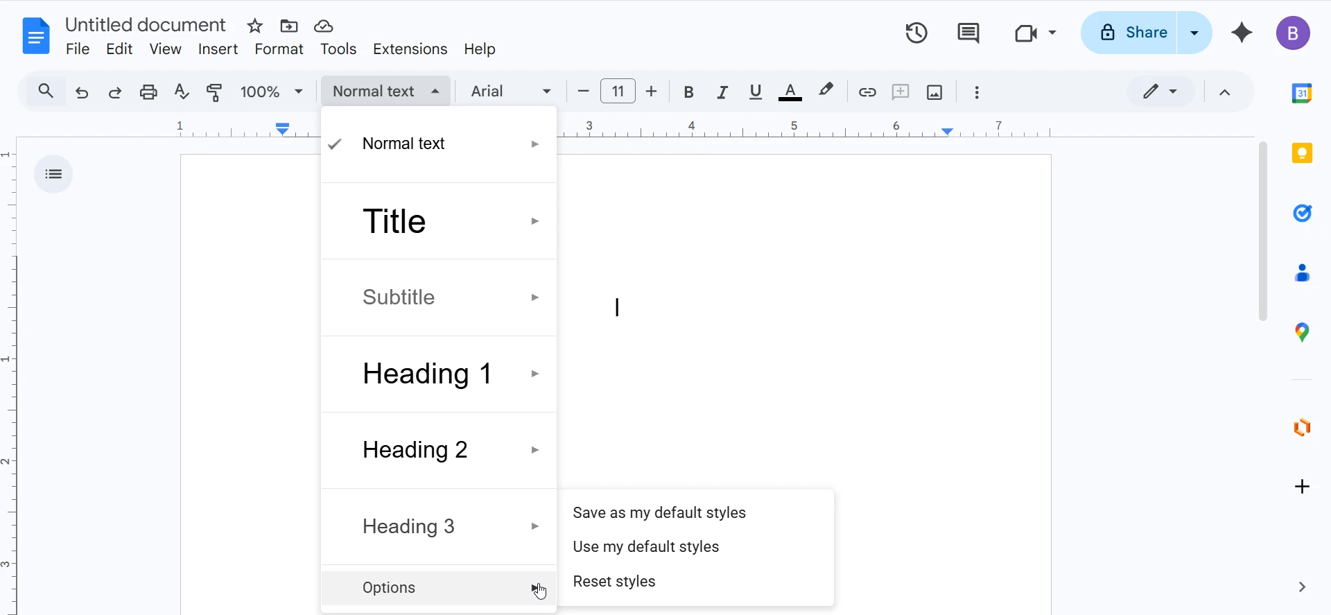 Save default styles