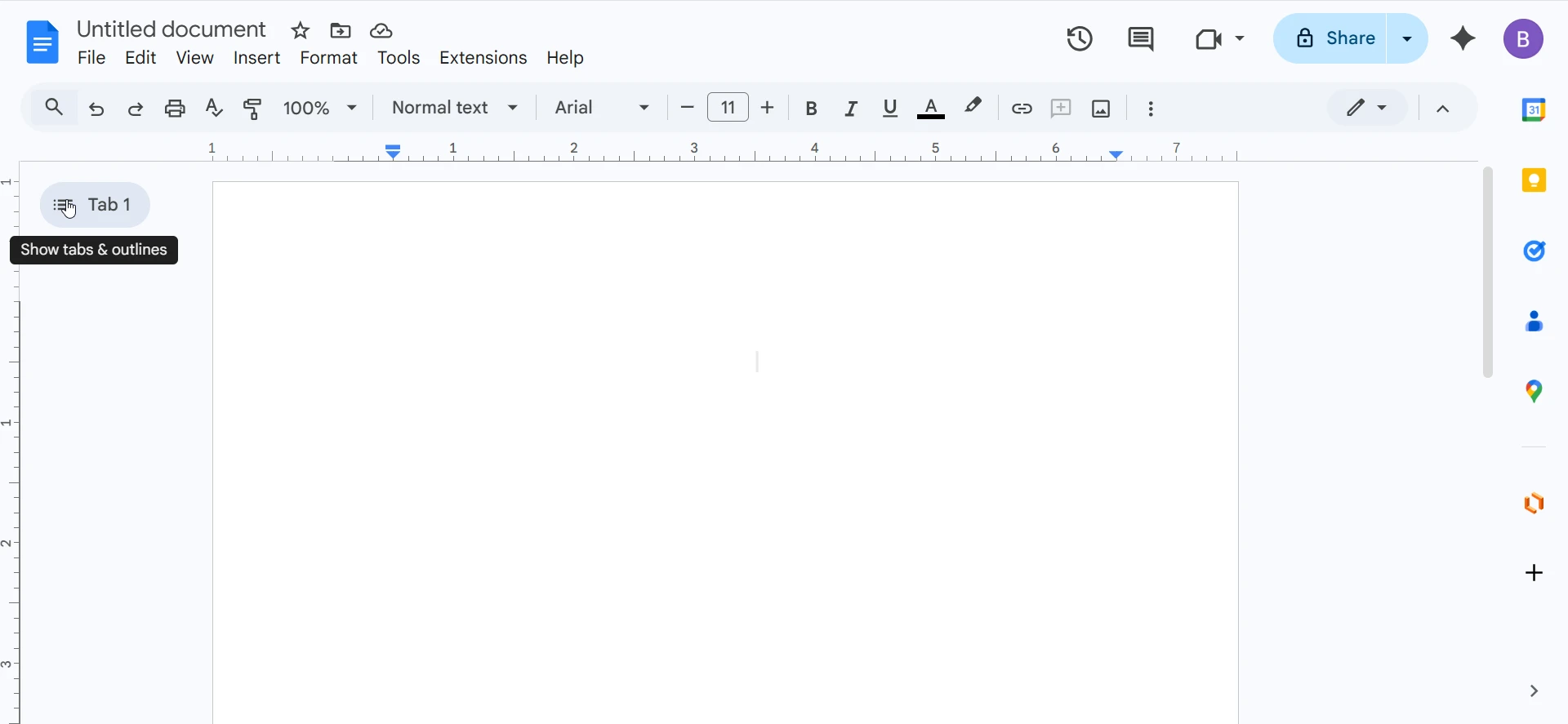 Show tabs