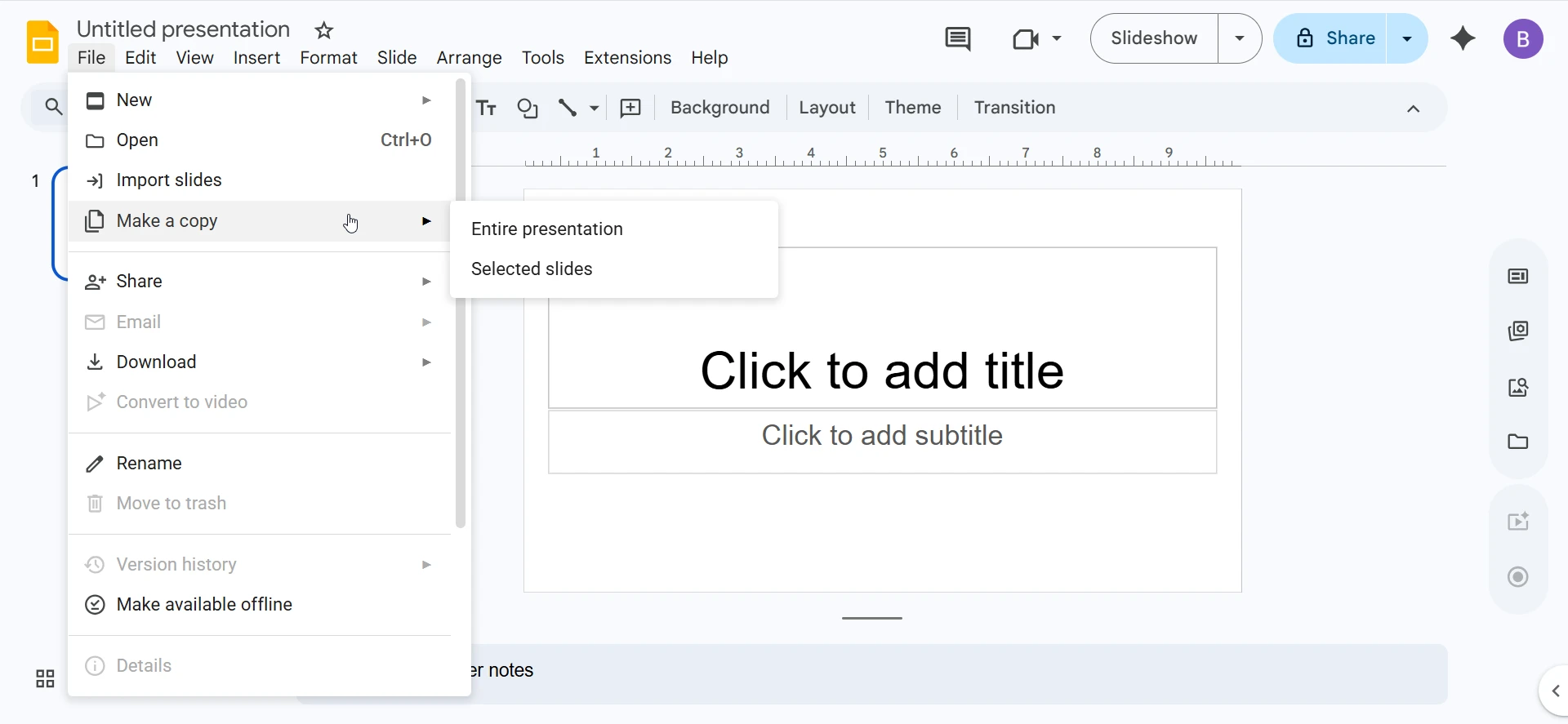 Copy selected slides
