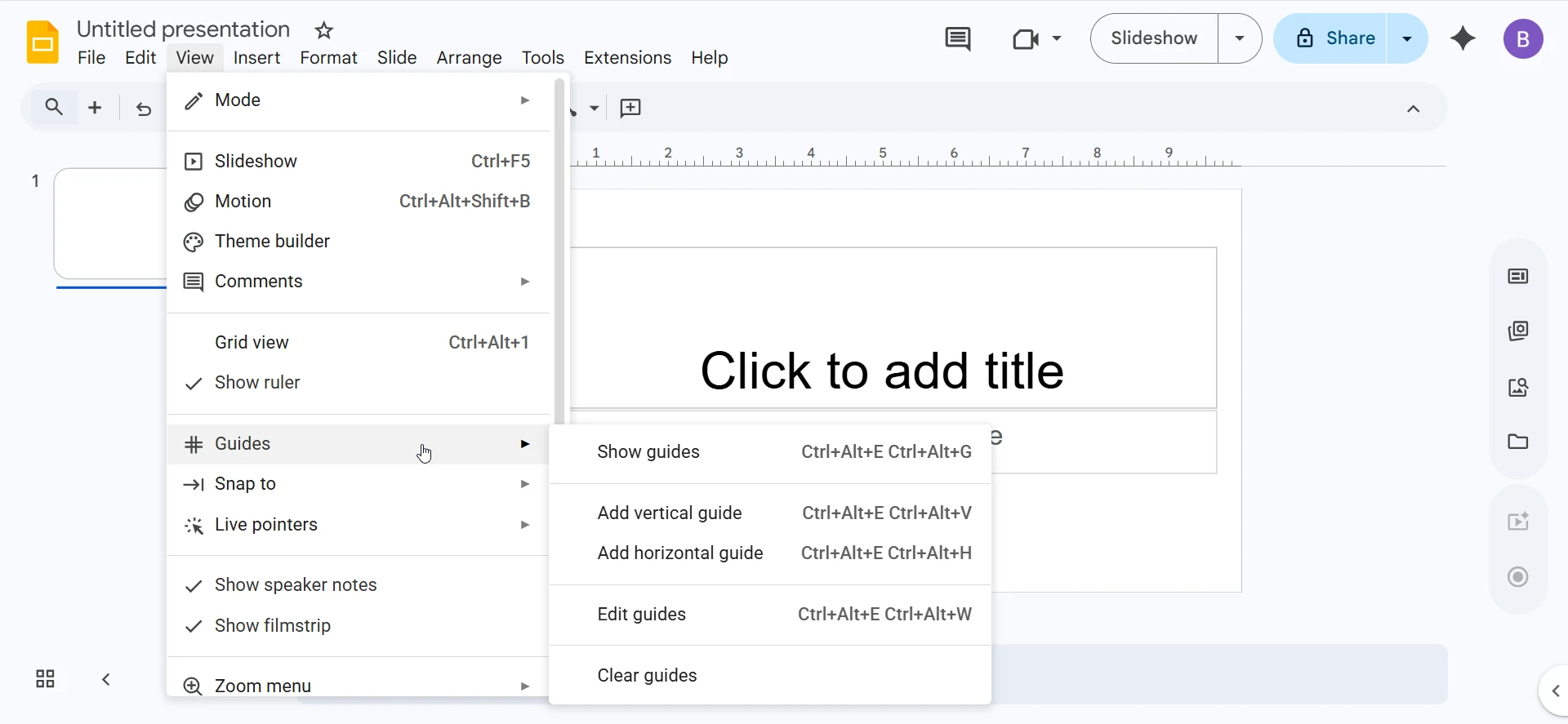 Add horizontal guide