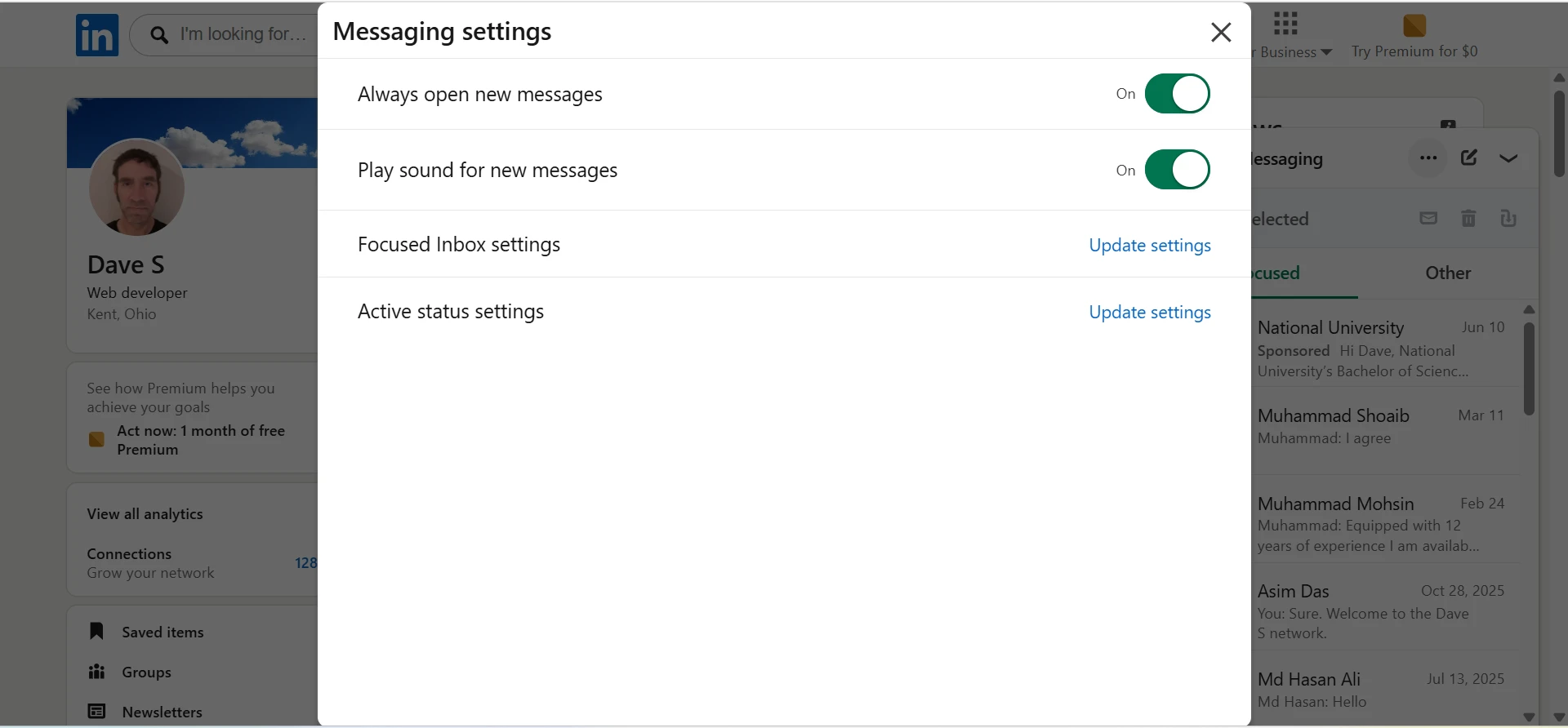 Message Settings Modal