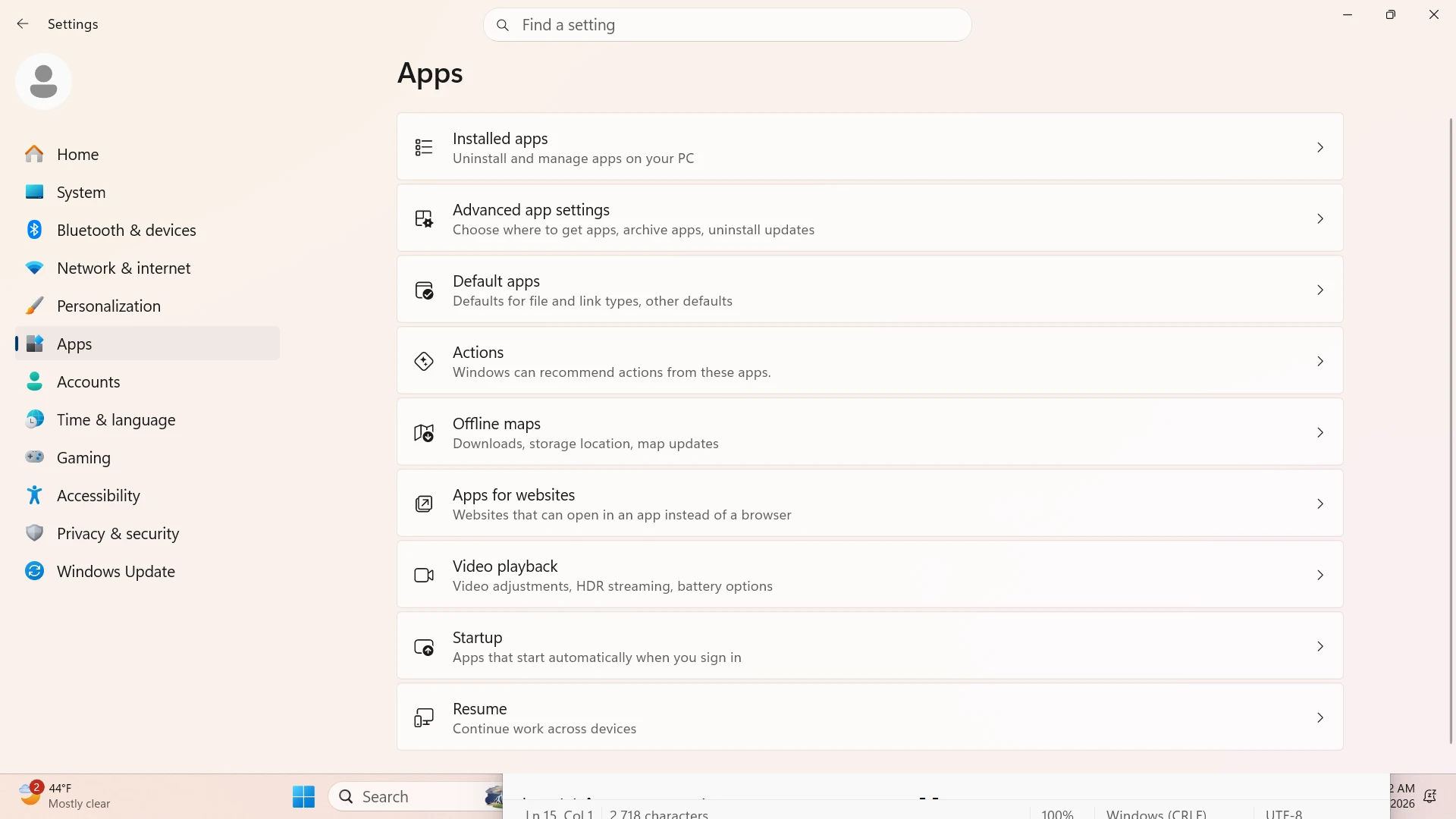 Installed apps