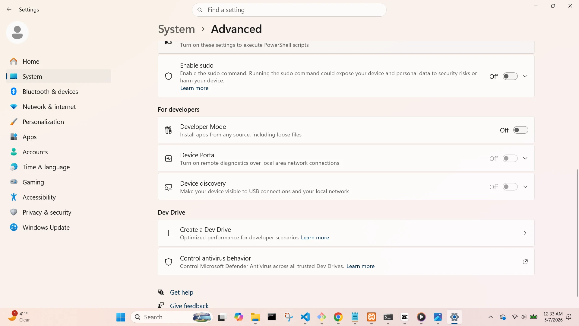 Create dev drive