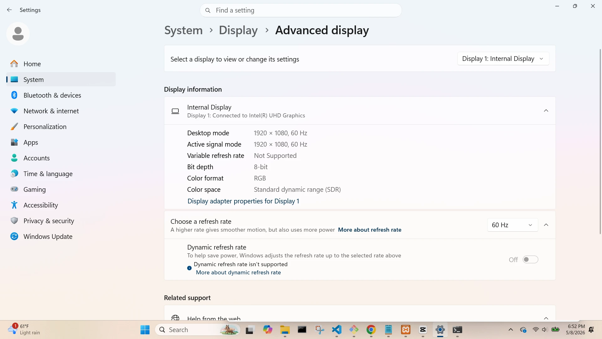 Display Advanced Options Screen