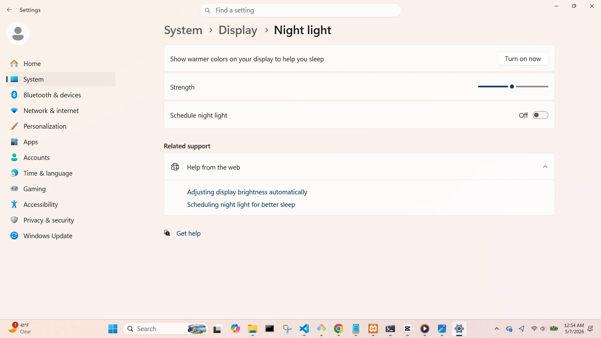 Display Night Light Screen