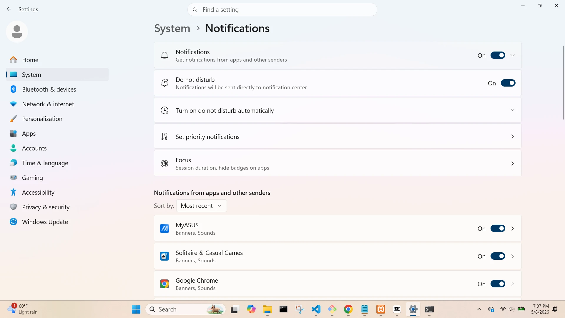 Display Notifications Screen