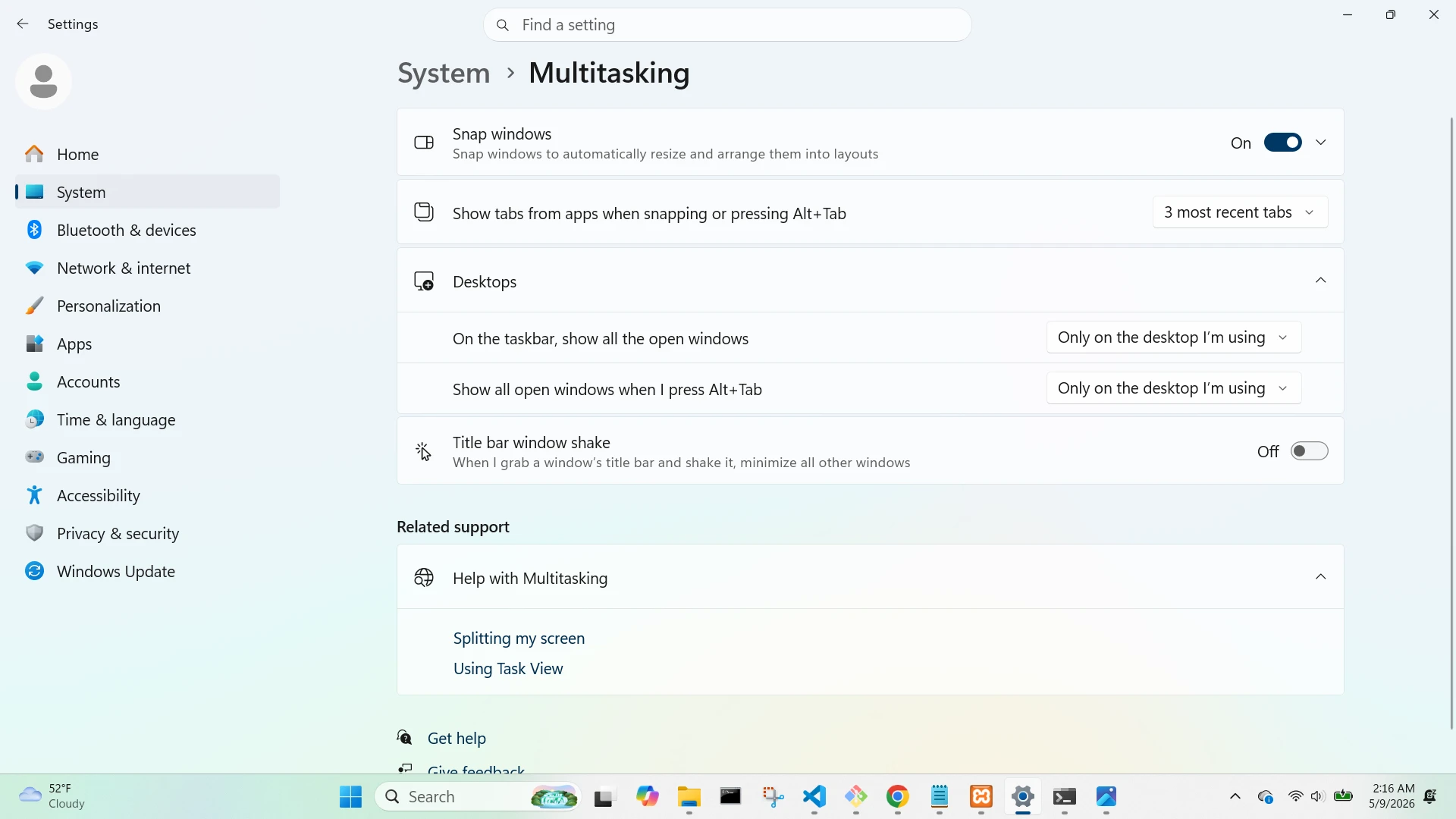 System Multitasking Desktop Menu Open Screen
