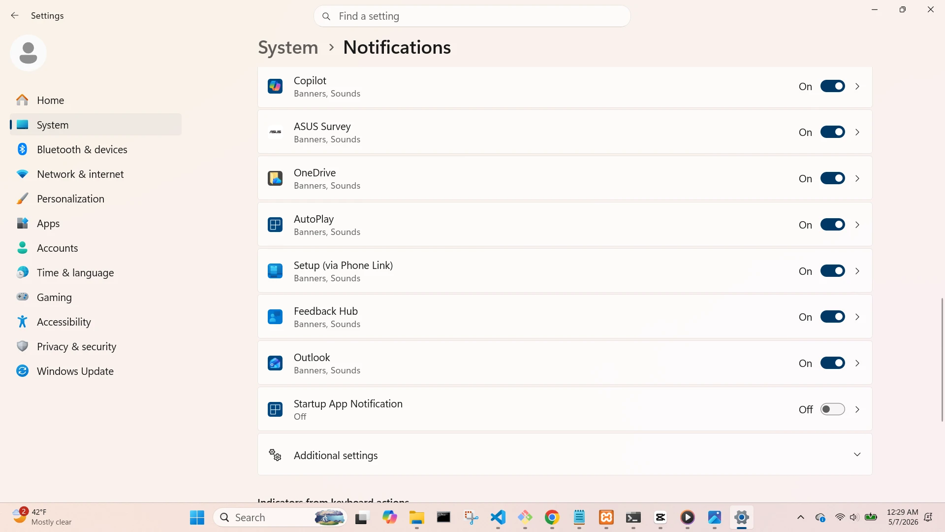 System Notifications Screen (Scrolled 2)