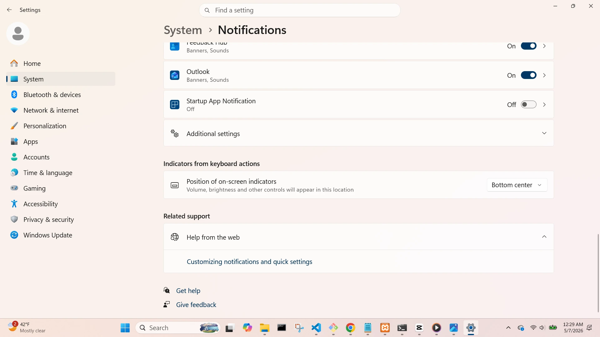 System Notifications Screen (Scrolled 3)