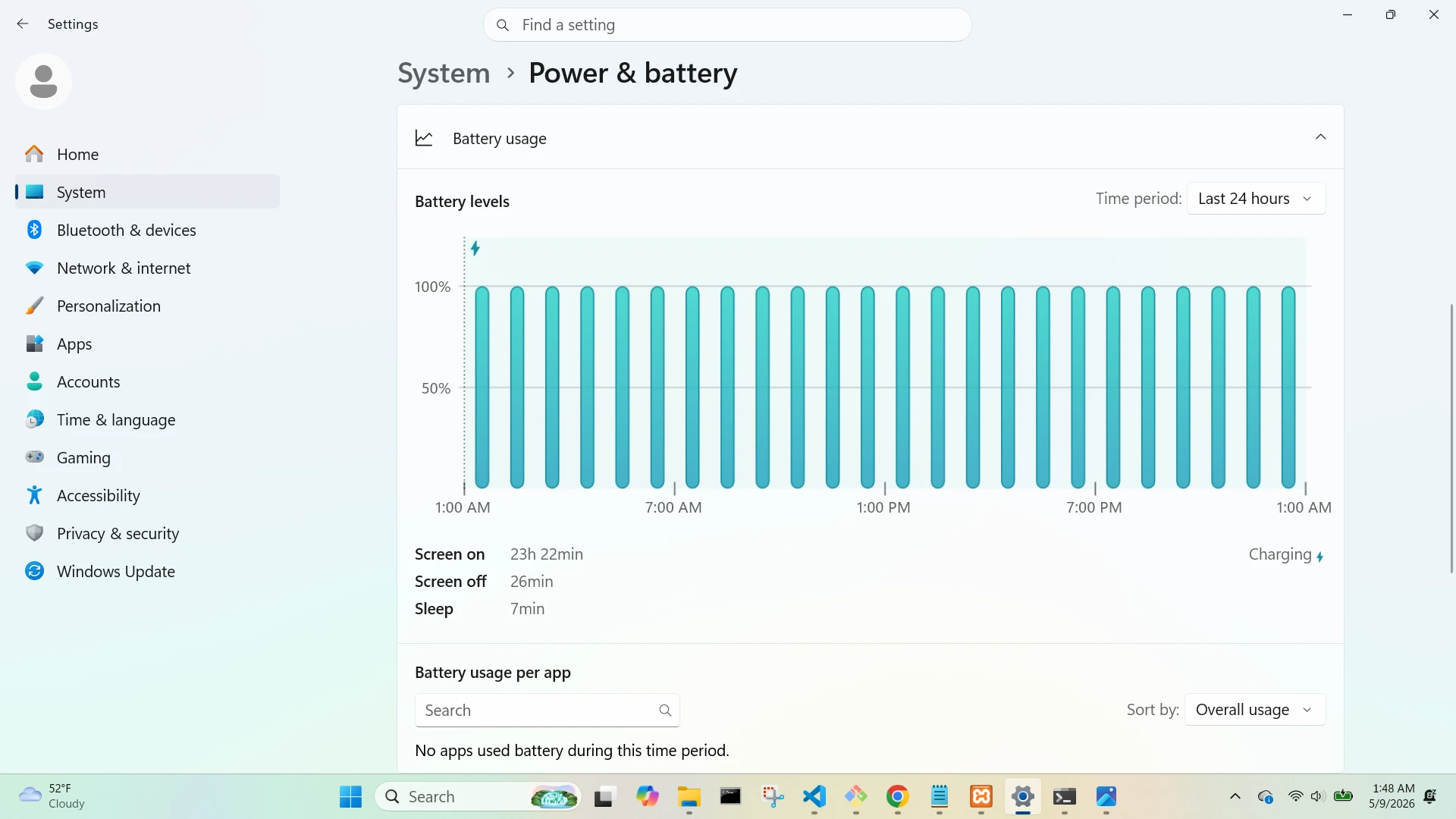 View battery levels