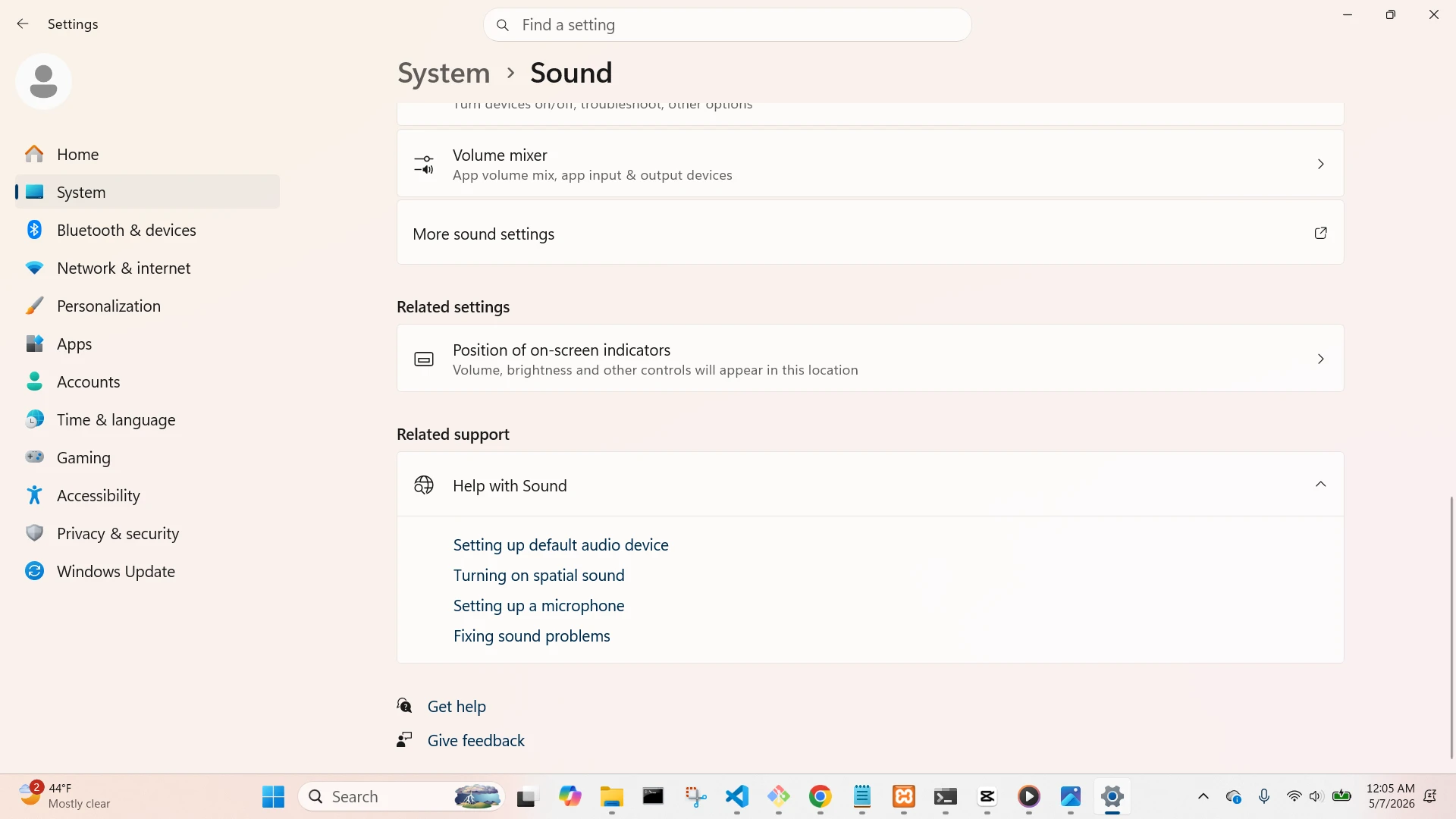 System Sound Screen (Scrolled 3)